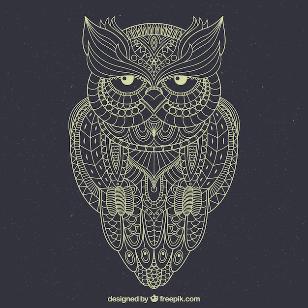 Free Vector hand drawn owl background in ornamental style