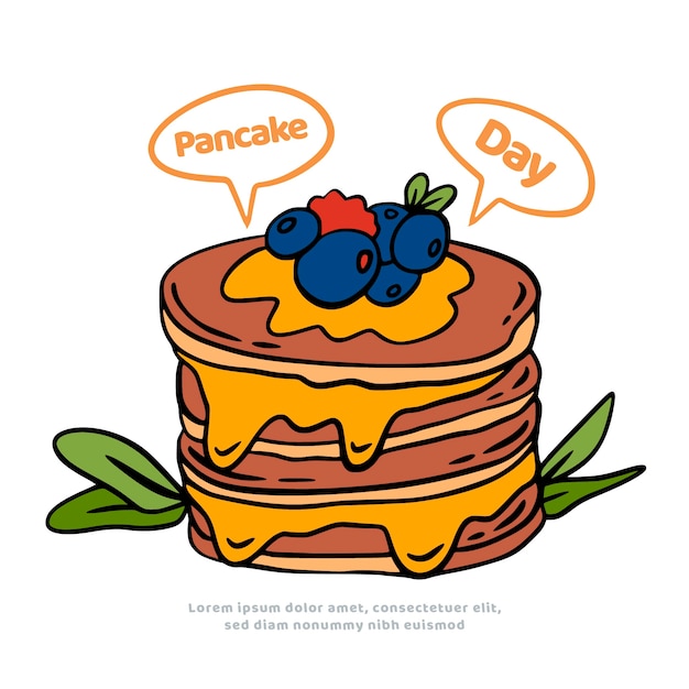 Hand drawn pancake day illustration