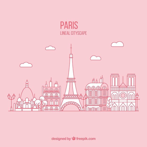 Free Vector hand drawn paris background in pink color