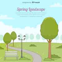 Free vector hand drawn park spring background