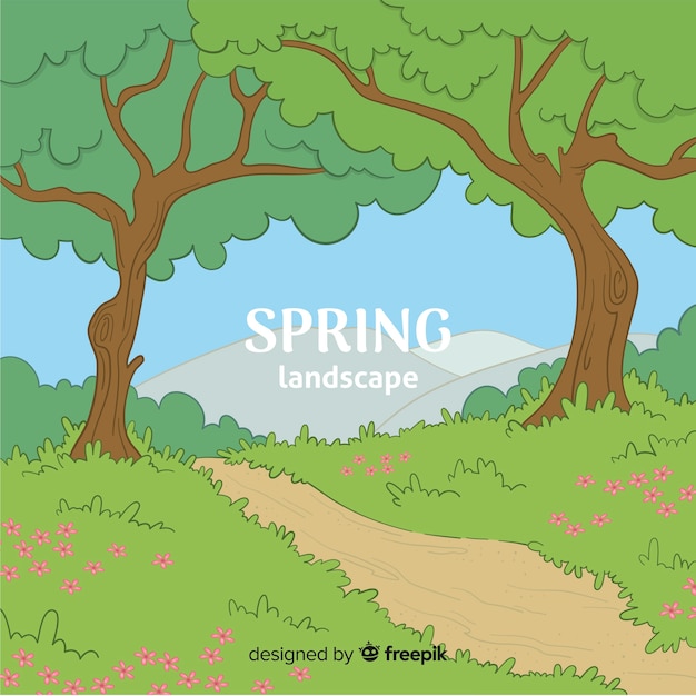 Free Vector hand drawn path spring background