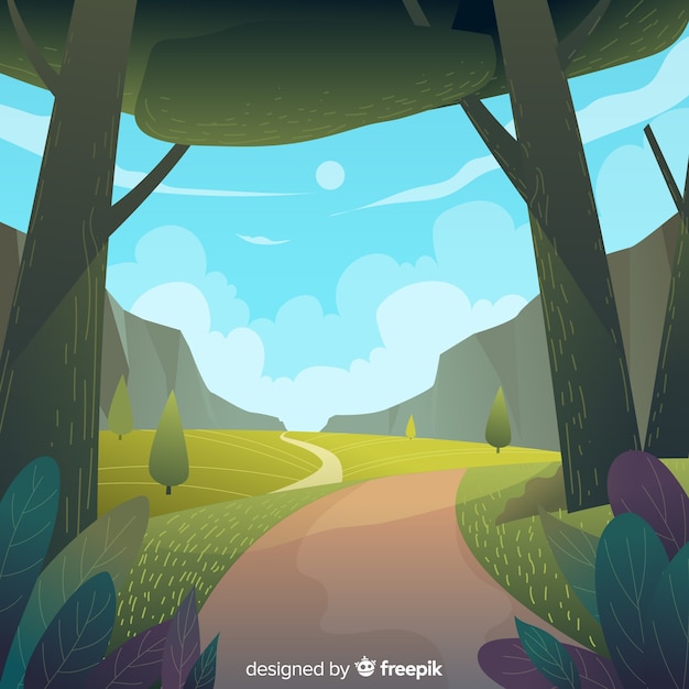 Free vector hand drawn path spring background