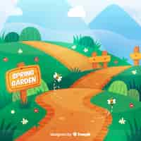 Free vector hand drawn path spring background