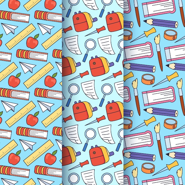 Hand drawn patterns collection for back to school