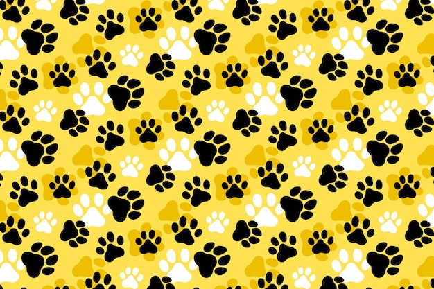 Hand drawn paw  pattern background