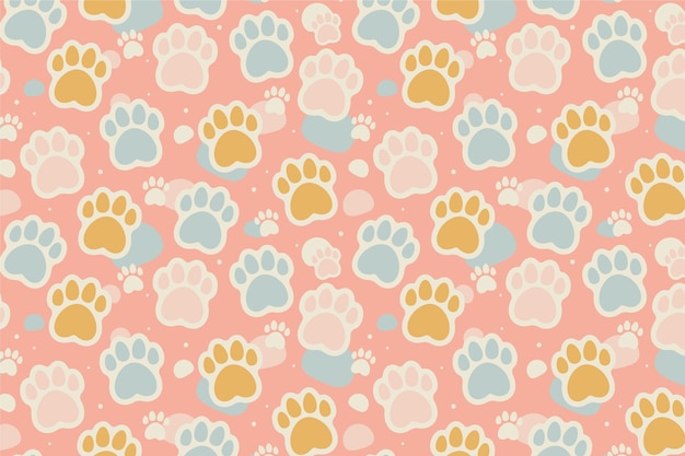 Hand drawn paw prints background