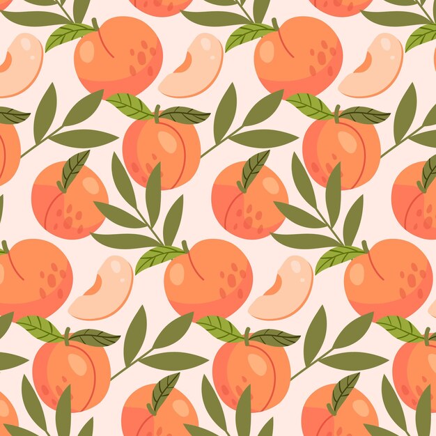 Hand drawn peach pattern design