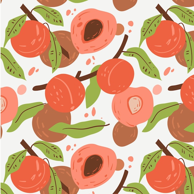 Hand drawn peach pattern