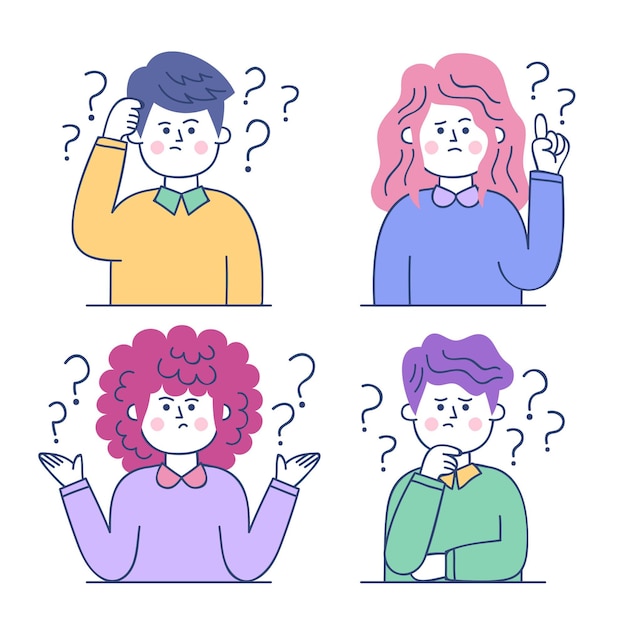 Free Vector hand drawn people asking questions illustration