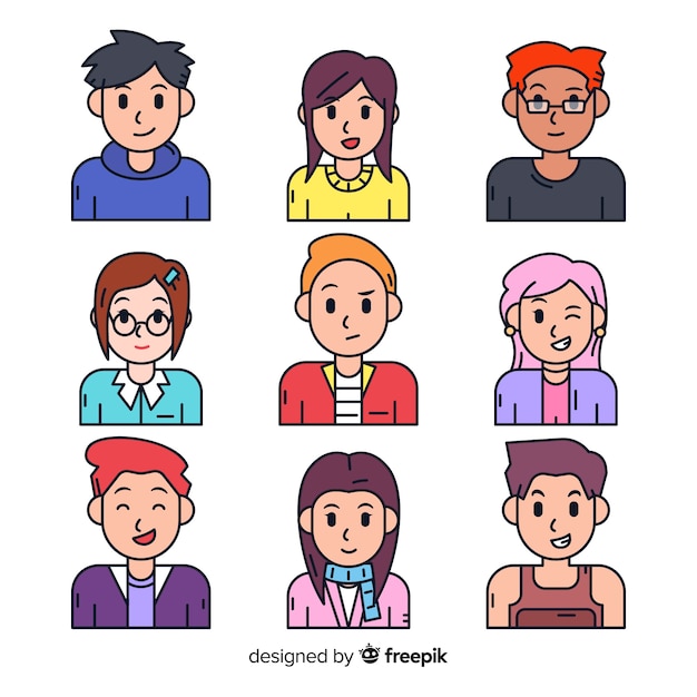 Free Vector hand drawn people avatar collection