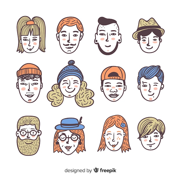 Free vector hand drawn people avatar collection