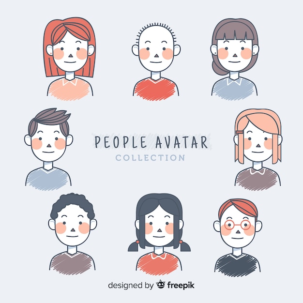 Free Vector hand drawn people avatar collection