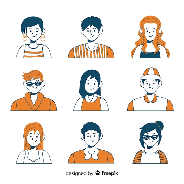 Free Vector hand drawn people avatar collection