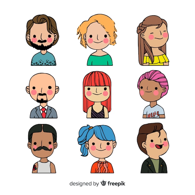 Free vector hand drawn people avatar collection