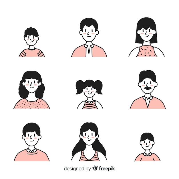 Free Vector hand drawn people avatar pack