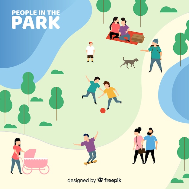 Free Vector hand drawn people in the park collection