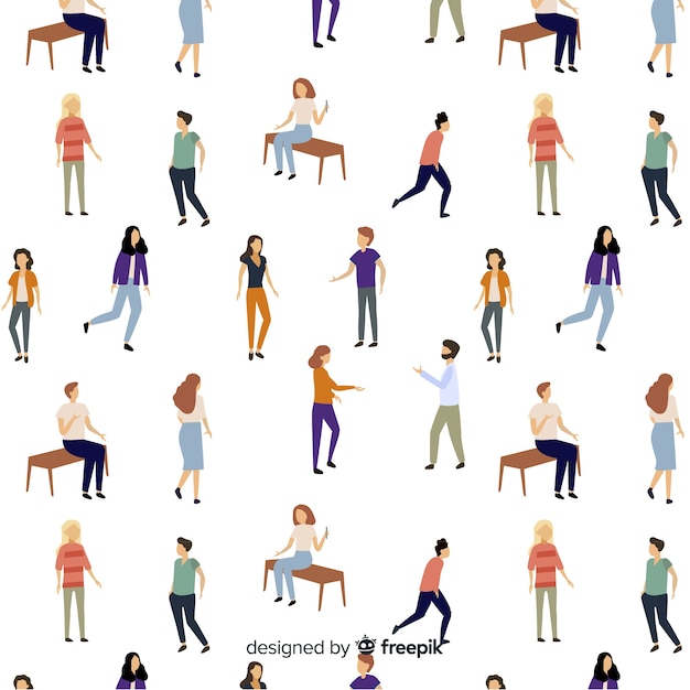 Free Vector hand drawn people pattern background