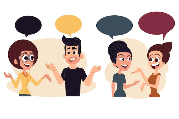 Free Vector hand drawn people talking illustration