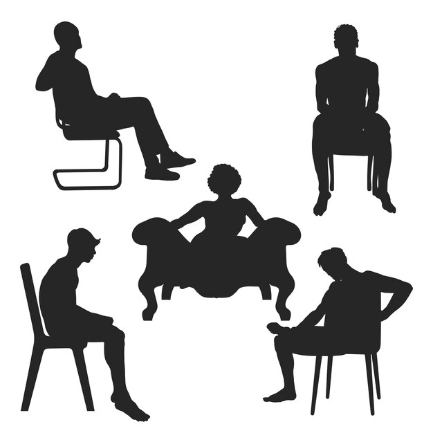 Hand drawn person sitting silhouette