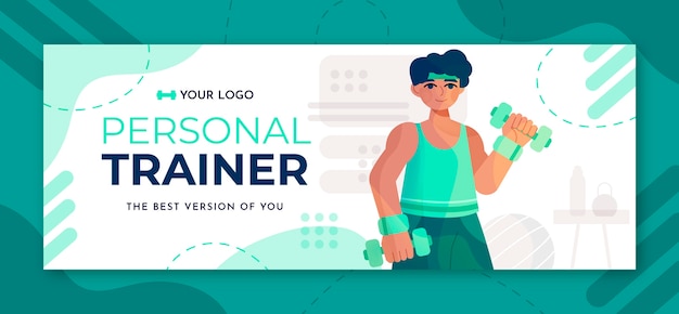 Free Vector hand drawn personal trainer facebook cover