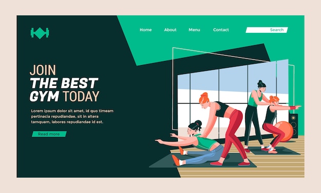 Free vector hand drawn personal trainer landing page