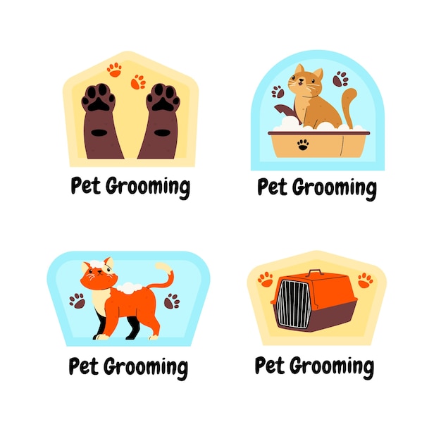 Hand drawn pet grooming logo design