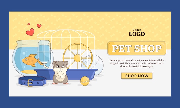 Free Vector hand drawn pet shop facebook ad template