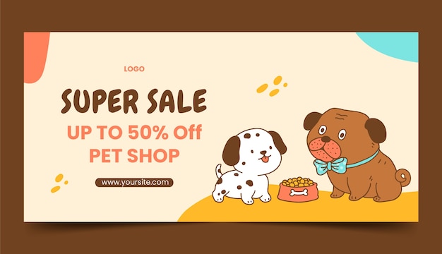 Free Vector hand drawn pet shop sale banner