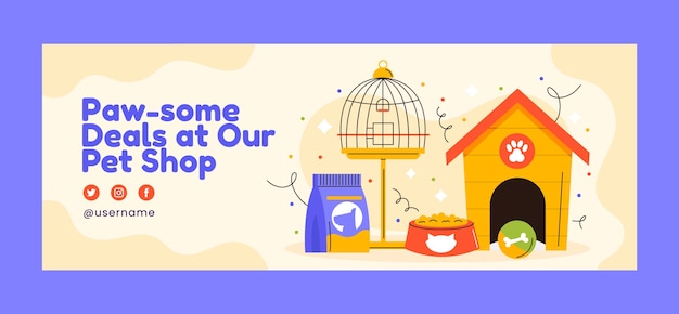 Free Vector hand drawn pet shop template design