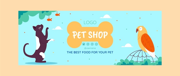 Free Vector hand drawn pet shop template