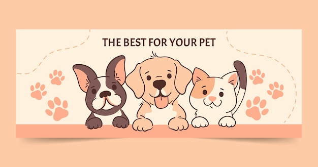 Free Vector hand drawn pet sitting facebook cover