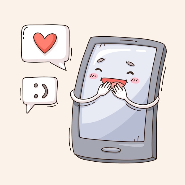 Free vector hand drawn phone cartoon illustration