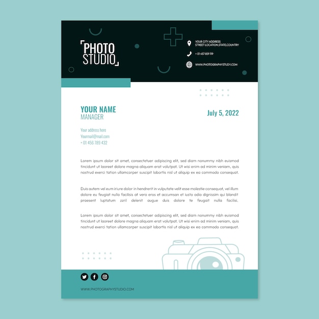 Hand drawn photography studio template