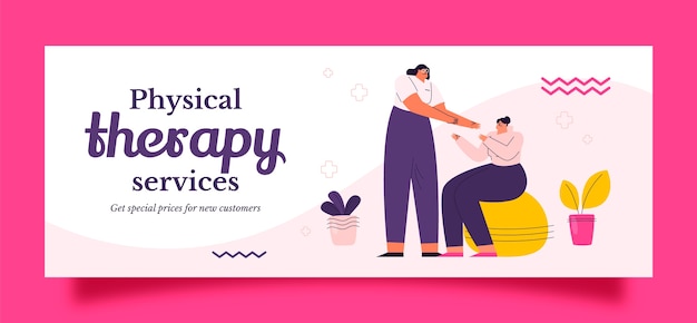 Free Vector hand drawn physiotherapy service facebook cover