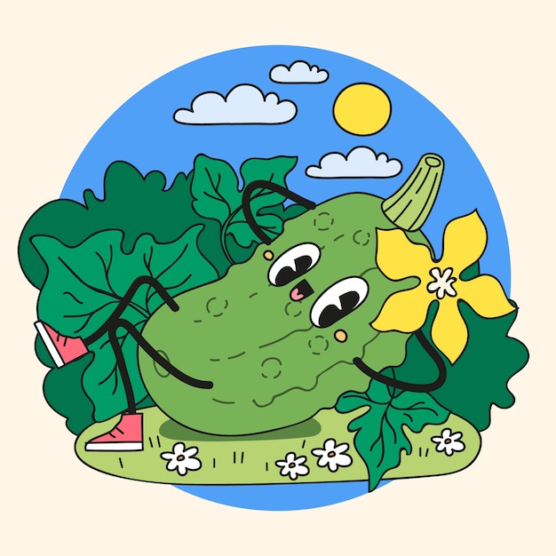 Free vector hand drawn pickle  cartoon illustration