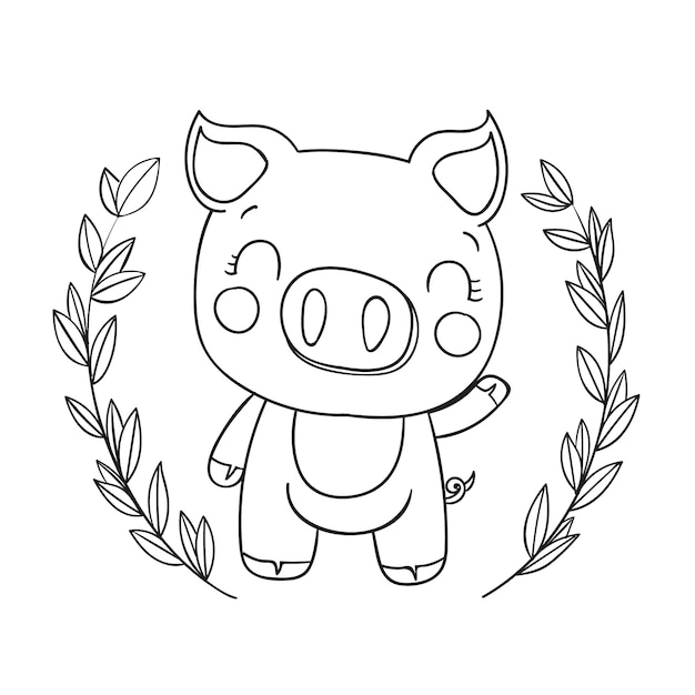 Free Vector hand drawn pig outline illustration