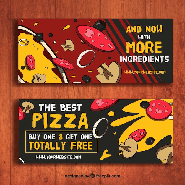 Free Vector hand drawn pizzeria banners