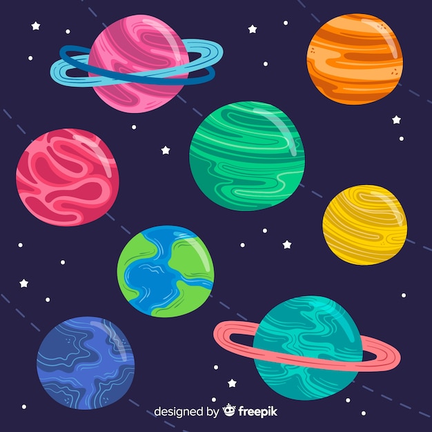 Free Vector hand drawn planet collection