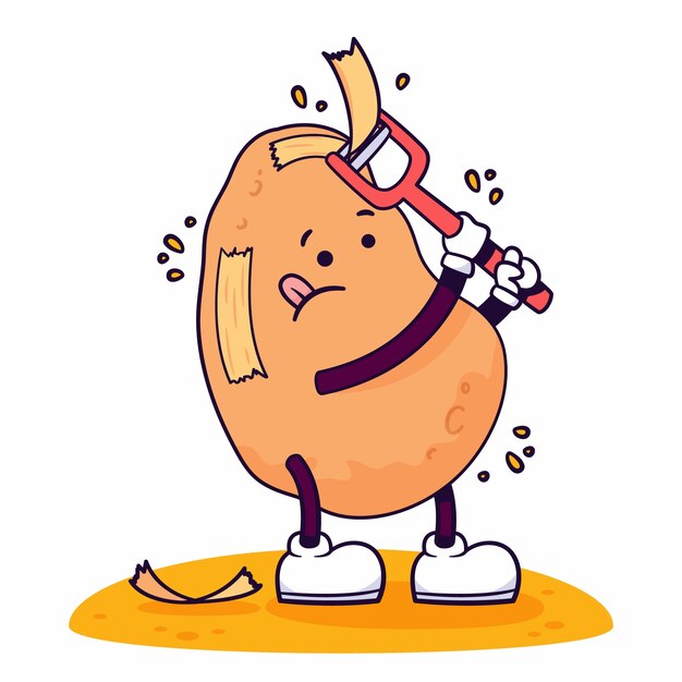 Hand drawn potato cartoon illustration