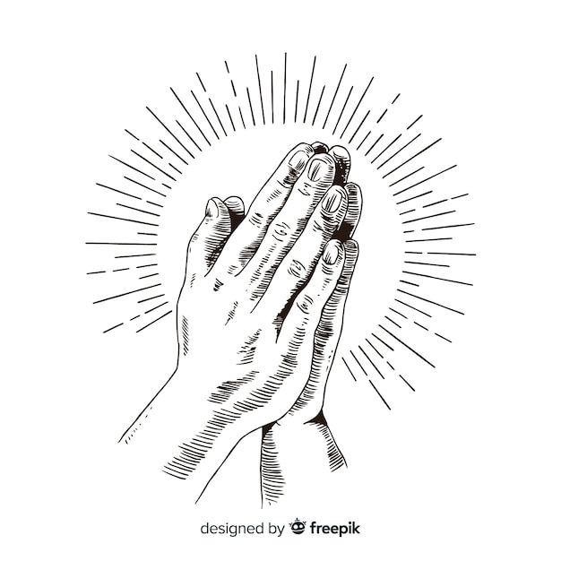 Hand drawn praying hands background