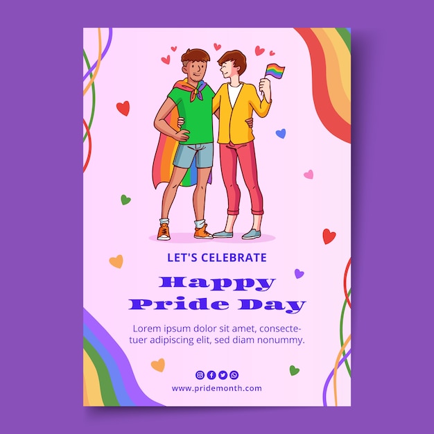 Free Vector hand drawn pride month invitation template