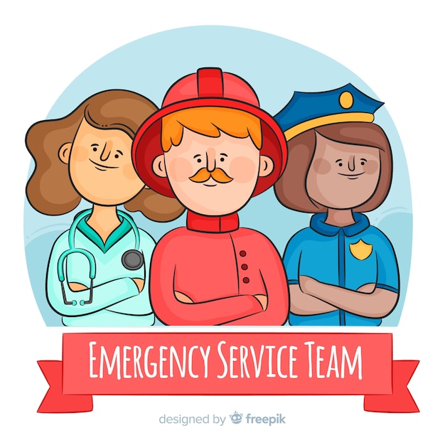 Free Vector hand drawn professional emergency team