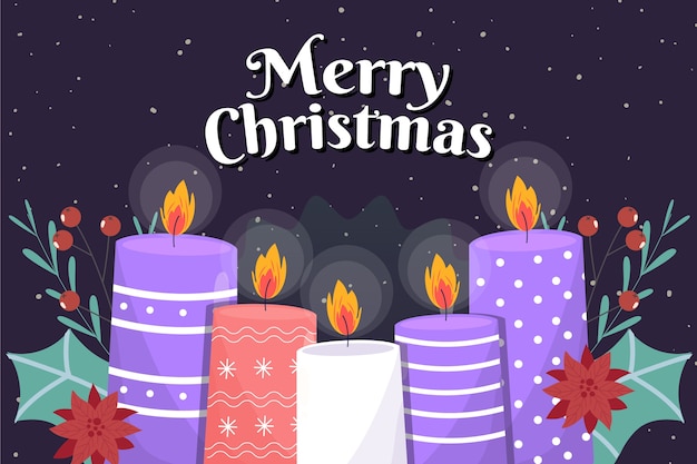 Hand drawn purple candles advent background