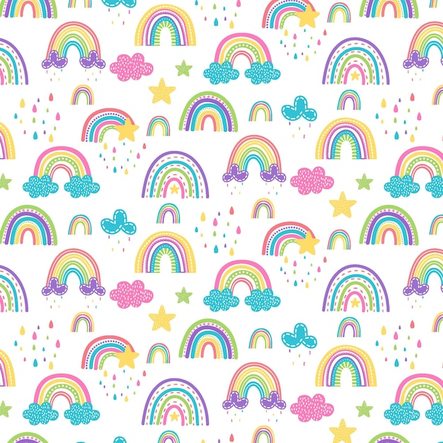 Hand drawn rainbow pattern design