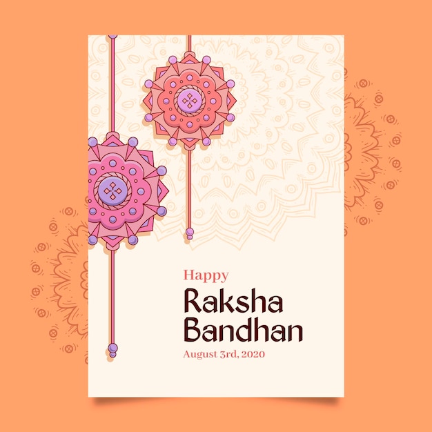 Hand drawn raksha bandhan greeting card