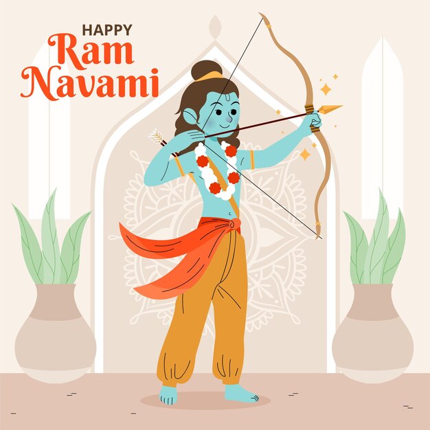 Hand drawn ram navami illustration