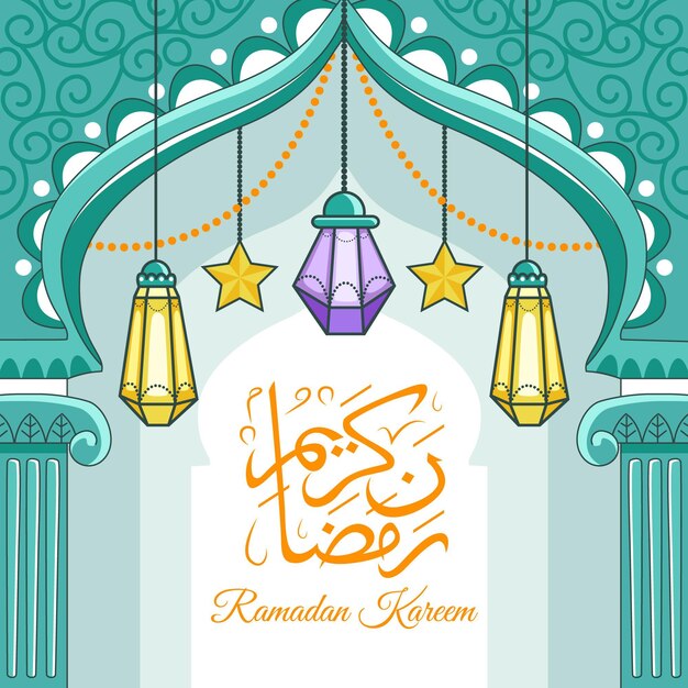 Hand drawn ramadan kareem illustration