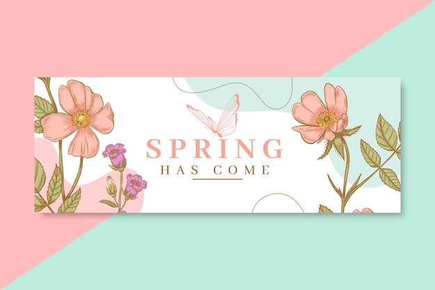 Hand drawn realistic spring facebook cover