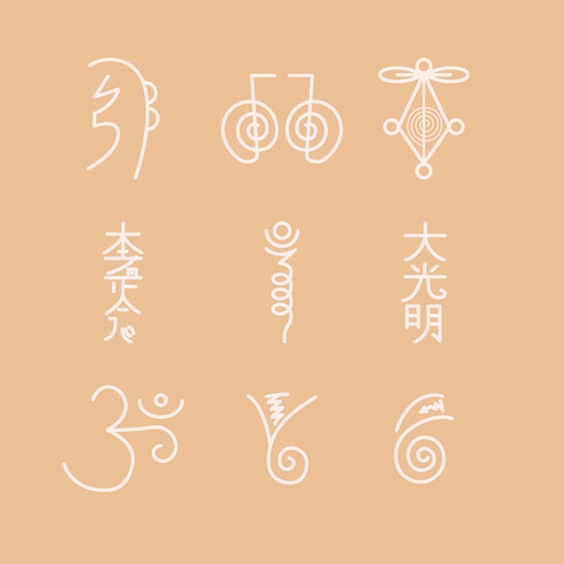 Free vector hand drawn reiki symbol set