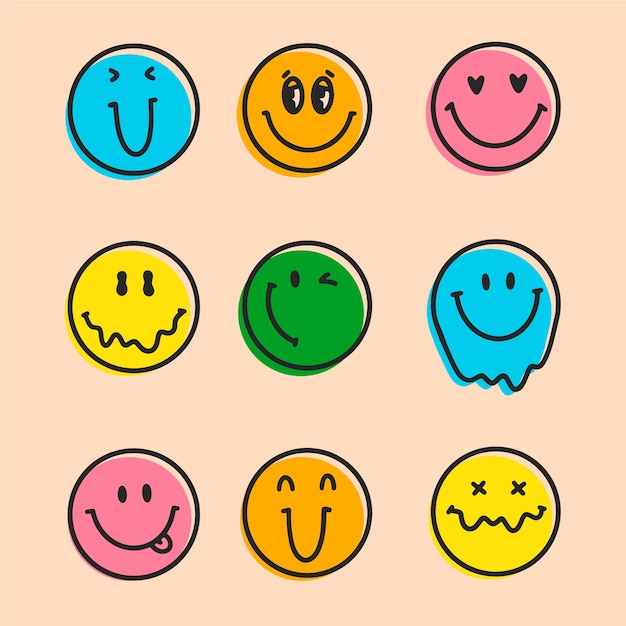 Free Vector hand drawn retro smiley emoji illustration